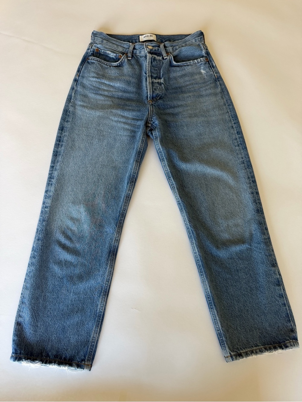 Agolde 90s Crop Straight-Leg Jeans in Light Blue Denim / 24